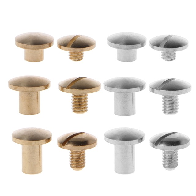 10 Pairs Brass Chicago Screws Posts Belt Button for Leather